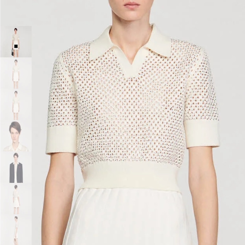 Sandro rhinestone sparkle crop top